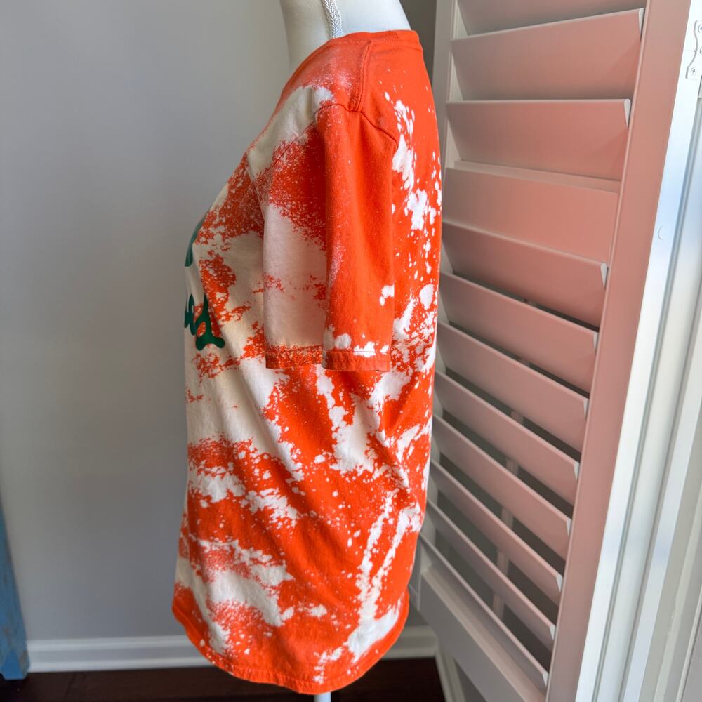 University of Miami Hurricanes T-Shirt Top Womens M Orange Marble Print THE U - Picture 5 of 11
